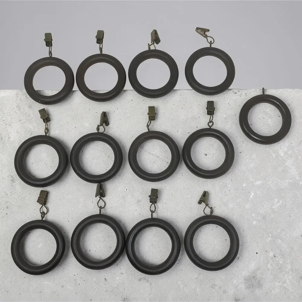 Lot 12 x Composite Drapery Curtain Rings Eyelets & Clips 1.75” ID 2.75